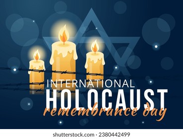 International Holocaust Remembrance Day Vector Illustration on 27 January with Yellow Star and Candle to Commemorates the Victims in Flat Background