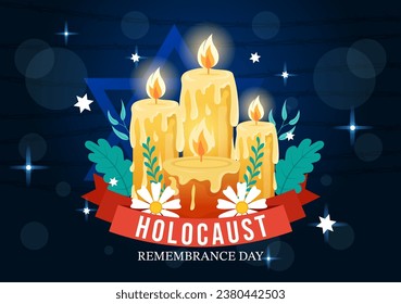 International Holocaust Remembrance Day Vector Illustration on 27 January with Yellow Star and Candle to Commemorates the Victims in Flat Background