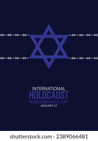 Vector del Día Internacional del Recuerdo del Holocausto. Estrella de David. 27 de enero. Día importante