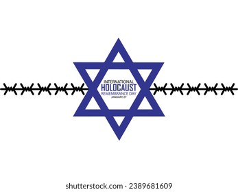 Vector del Día Internacional del Recuerdo del Holocausto. Estrella de David. 27 de enero. Día importante