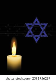 Vector del Día Internacional del Recuerdo del Holocausto. Estrella de David. 27 de enero. Día importante