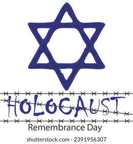 Vector del Día Internacional del Recuerdo del Holocausto. Estrella de David. 27 de enero. Día importante