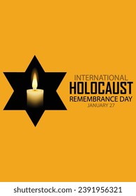 Vector del Día Internacional del Recuerdo del Holocausto. Estrella de David. 27 de enero. Día importante