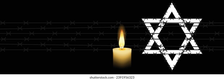 Vector del Día Internacional del Recuerdo del Holocausto. Estrella de David. 27 de enero. Día importante