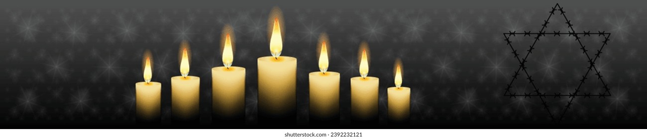 Vector del Día Internacional del Recuerdo del Holocausto. Estrella de David. 27 de enero. Día importante