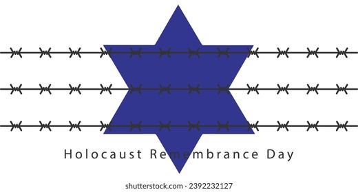 Vector del Día Internacional del Recuerdo del Holocausto. Estrella de David. 27 de enero. Día importante