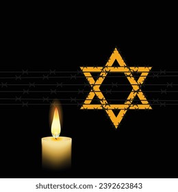 Vector del Día Internacional del Recuerdo del Holocausto. Estrella de David. 27 de enero. Día importante
