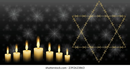 Vektor des Internationalen Holocaust-Gedenktages. Star von David . 27. Januar. Wichtiger Tag