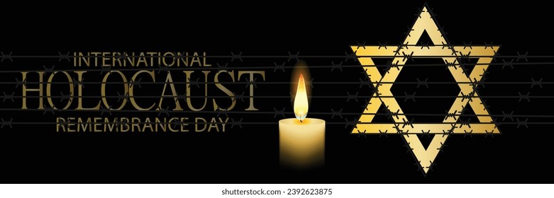 Vector del Día Internacional del Recuerdo del Holocausto. Estrella de David. 27 de enero. Día importante