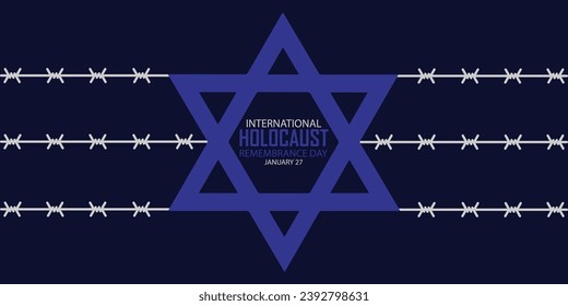 Vector del Día Internacional del Recuerdo del Holocausto. Estrella de David. 27 de enero. Día importante