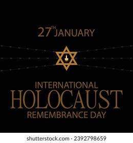 Vector del Día Internacional del Recuerdo del Holocausto. Estrella de David. 27 de enero. Día importante