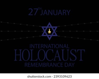 Vector del Día Internacional del Recuerdo del Holocausto. Estrella de David. 27 de enero. Día importante