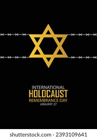 Vector del Día Internacional del Recuerdo del Holocausto. Estrella de David. 27 de enero. Día importante