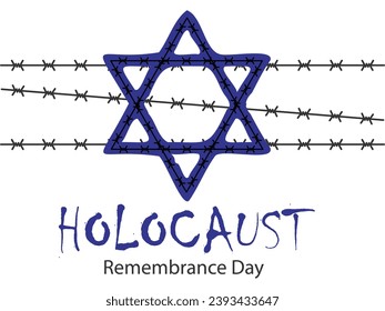 Vector del Día Internacional del Recuerdo del Holocausto. Estrella de David. 27 de enero. Día importante