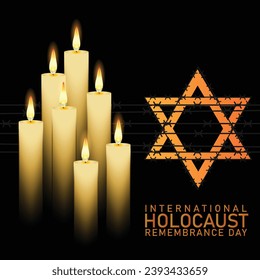 Vector del Día Internacional del Recuerdo del Holocausto. Estrella de David. 27 de enero. Día importante