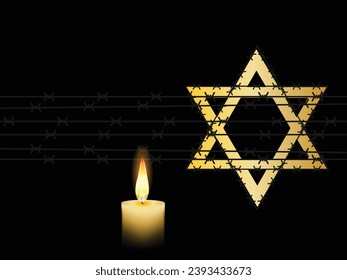 Vektor des Internationalen Holocaust-Gedenktages. Star von David . 27. Januar. Wichtiger Tag