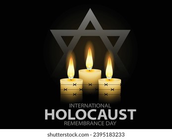 Vector del Día Internacional del Recuerdo del Holocausto. Estrella de David. 27 de enero. Día importante