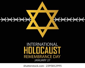 Vector del Día Internacional del Recuerdo del Holocausto. Estrella de David. 27 de enero. Día importante