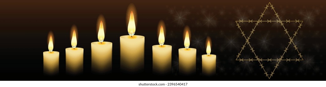 Vector del Día Internacional del Recuerdo del Holocausto. Estrella de David. 27 de enero. Día importante