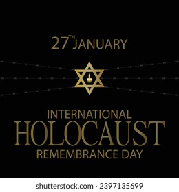 Vector del Día Internacional del Recuerdo del Holocausto. Estrella de David. 27 de enero. Día importante