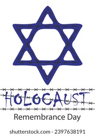 Vektor des Internationalen Holocaust-Gedenktages. Star von David . 27. Januar. Wichtiger Tag