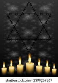 Vector del Día Internacional del Recuerdo del Holocausto. Estrella de David. 27 de enero. Día importante