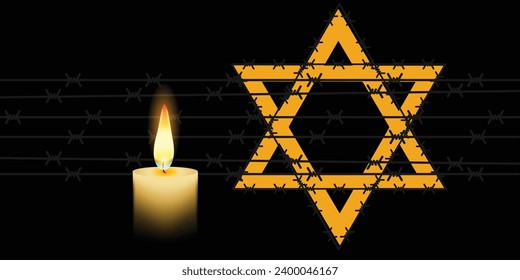 Vector del Día Internacional del Recuerdo del Holocausto. Estrella de David. 27 de enero. Día importante