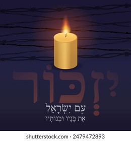 Vector del Día Internacional de Conmemoración del Holocausto, 27 de enero. Día de Conmemoración de la Segunda Guerra Mundial. La Estrella Amarilla de David usó siluetas de Ghetto y Campos de Concentración y manos de víctimas.	