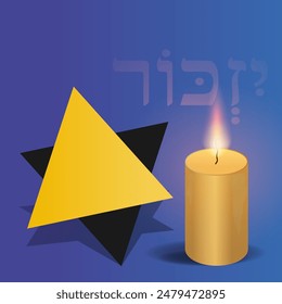 Vector del Día Internacional de Conmemoración del Holocausto, 27 de enero. Día de Conmemoración de la Segunda Guerra Mundial. La Estrella Amarilla de David usó siluetas de Ghetto y Campos de Concentración y manos de víctimas.	