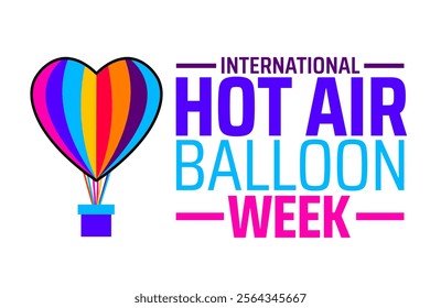 International Hot Air Balloon Week background banner or poster design template. observed every year in January. Holiday concept. Use to any Template, card, poster, placard, template.