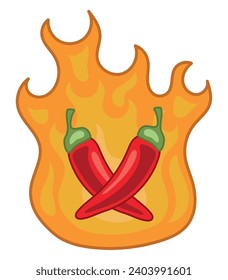 international hot and spicy food chilli peppers on fire vector isolated