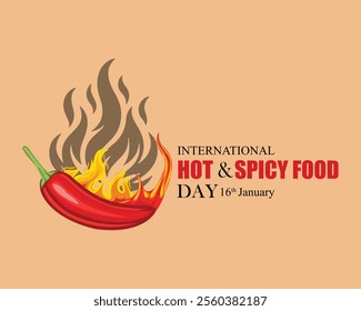 International Hot and Spicy Food Day poster, banner, card, background vector illustration.