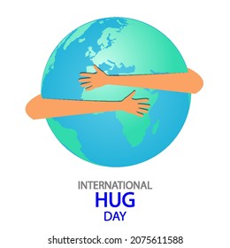 International hug day planet in arms, vector art illustration.