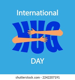 International hug day typography, vector art illustration.