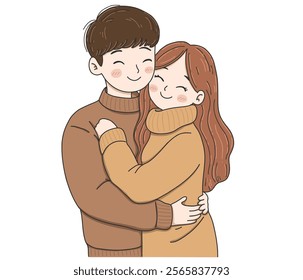 International Hug Day vector illustration on white background.Hug of love and affection.