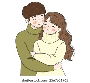 International Hug Day vector illustration on white background.Hug of love and affection.