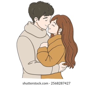 International Hug Day vector illustration on white background.Hug of love and affection.