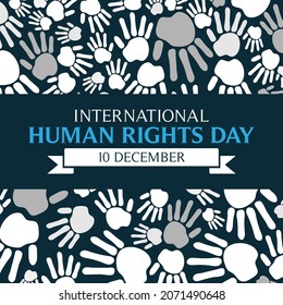 International Human Rights Day. 10 December. Hans Print Icon. Poster Or Banner. Abstract Background. Flat Design Vector Illustration.