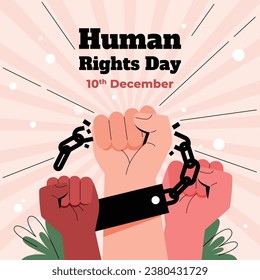 International Human Rights Day background. World human rights day celebration. December 10. Vector illustration Template design for Poster, Banner, Greeting, Card, Flyer, Cover, Social media, post.