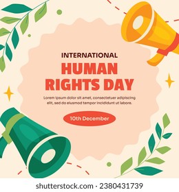 International Human Rights Day background. World human rights day celebration. December 10. Vector illustration Template design for Poster, Banner, Greeting, Card, Flyer, Cover, Social media, post.