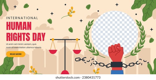 International Human Rights Day background. World human rights day celebration. December 10. Vector illustration Template design for Poster, Banner, Greeting, Card, Flyer, Cover, Social media, post.