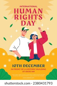 International Human Rights Day background. World human rights day celebration. December 10. Vector illustration Template design for Poster, Banner, Greeting, Card, Flyer, Cover, Social media, post.