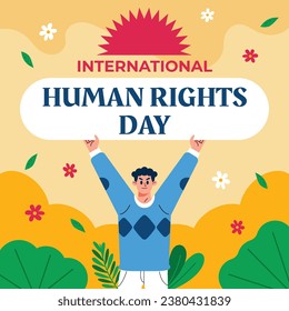 International Human Rights Day background. World human rights day celebration. December 10. Vector illustration Template design for Poster, Banner, Greeting, Card, Flyer, Cover, Social media, post.