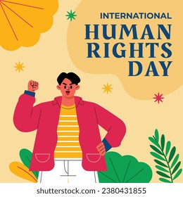 International Human Rights Day background. World human rights day celebration. December 10. Vector illustration Template design for Poster, Banner, Greeting, Card, Flyer, Cover, Social media, post.