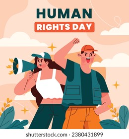 International Human Rights Day background. World human rights day celebration. December 10. Vector illustration Template design for Poster, Banner, Greeting, Card, Flyer, Cover, Social media, post.