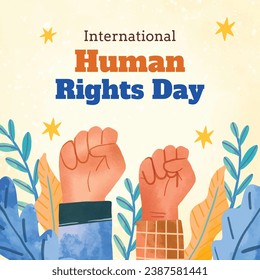 International Human Rights Day background. World human rights day celebration. December 10. Vector illustration Template design for Poster, Banner, Greeting, Card, Flyer, Cover, Social media, post.