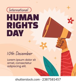 International Human Rights Day background. World human rights day celebration. December 10. Vector illustration Template design for Poster, Banner, Greeting, Card, Flyer, Cover, Social media, post.