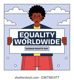 International Human Rights Day background. World human rights day celebration. December 10. Vector illustration Template design for Poster, Banner, Greeting, Card, Flyer, Cover, Social media, post.