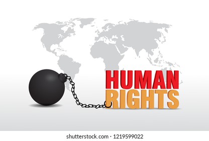 International human rights day concept with map and chain