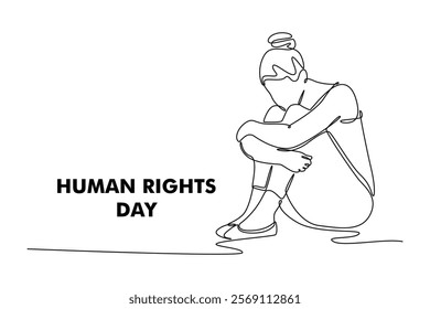 International Human Rights Day Concept. Single line draw design. Full length animation illustration. High quality 4k footage.